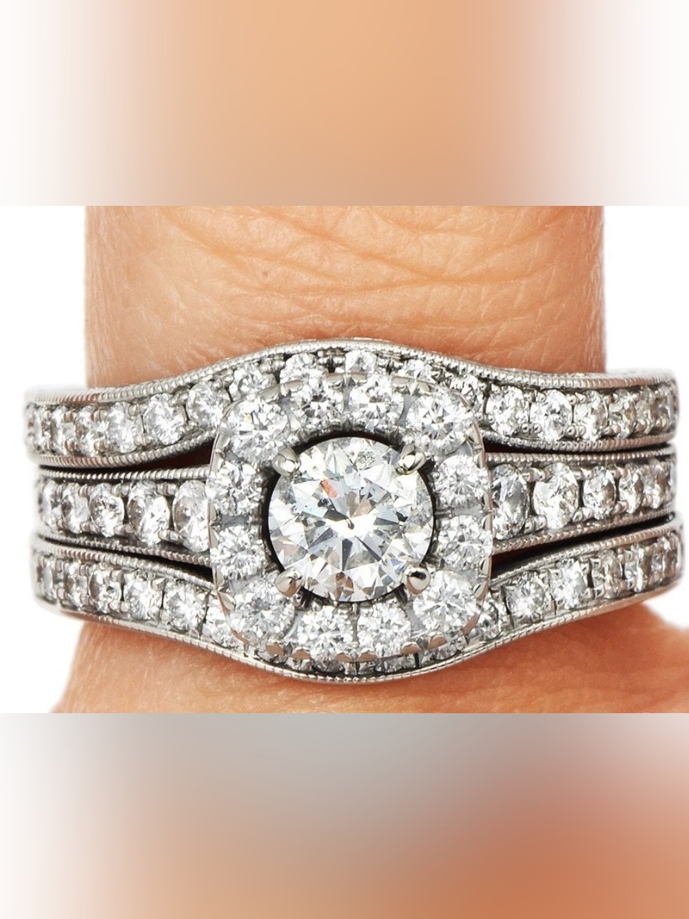 Neil Lane 14k white gold Halo Diamond Wedding Set